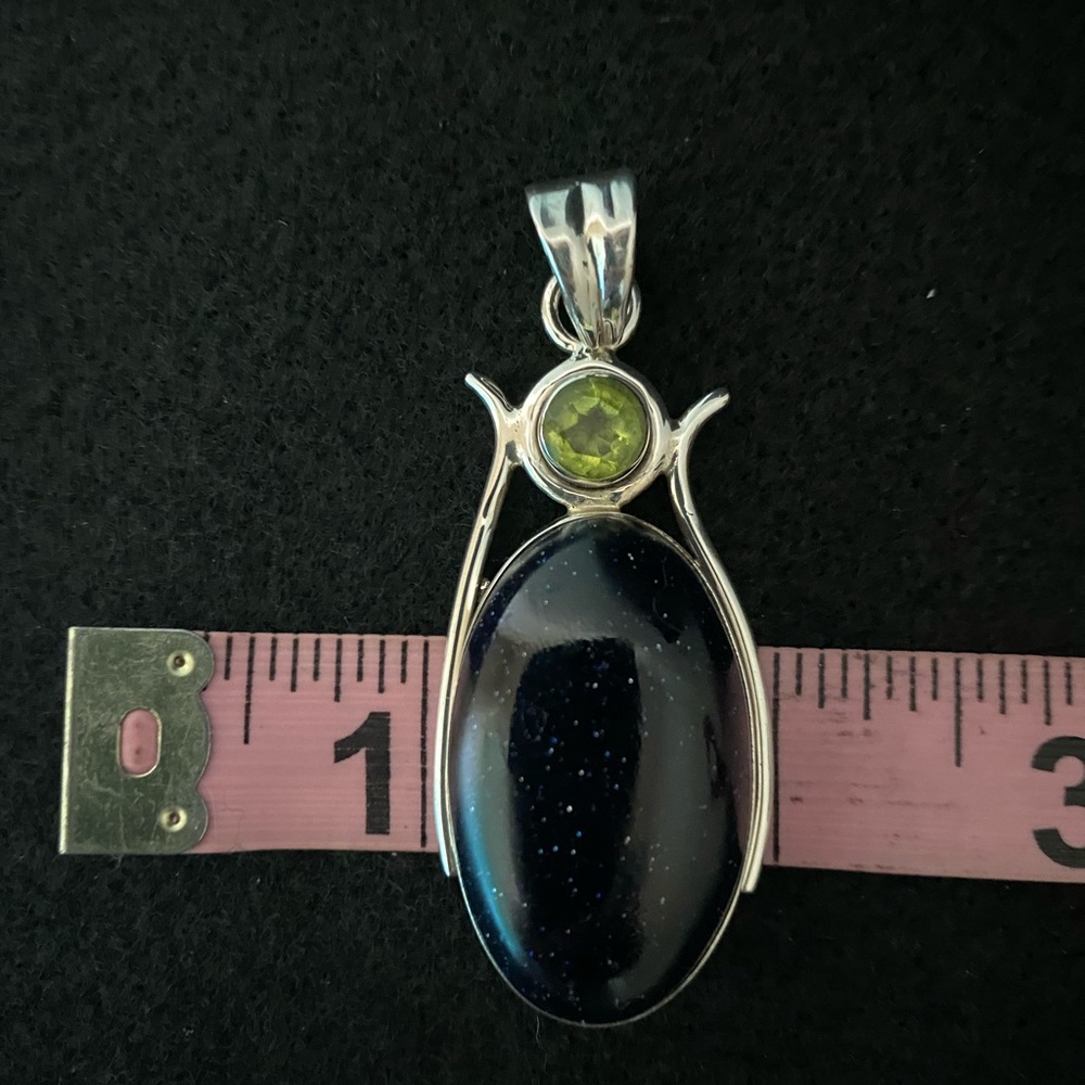 SS Blue Goldstone/Peridot Pendant